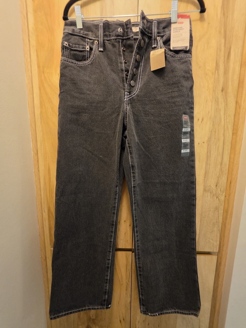Levi's Ribcage Straight Ankle Jeans Black Waist 27